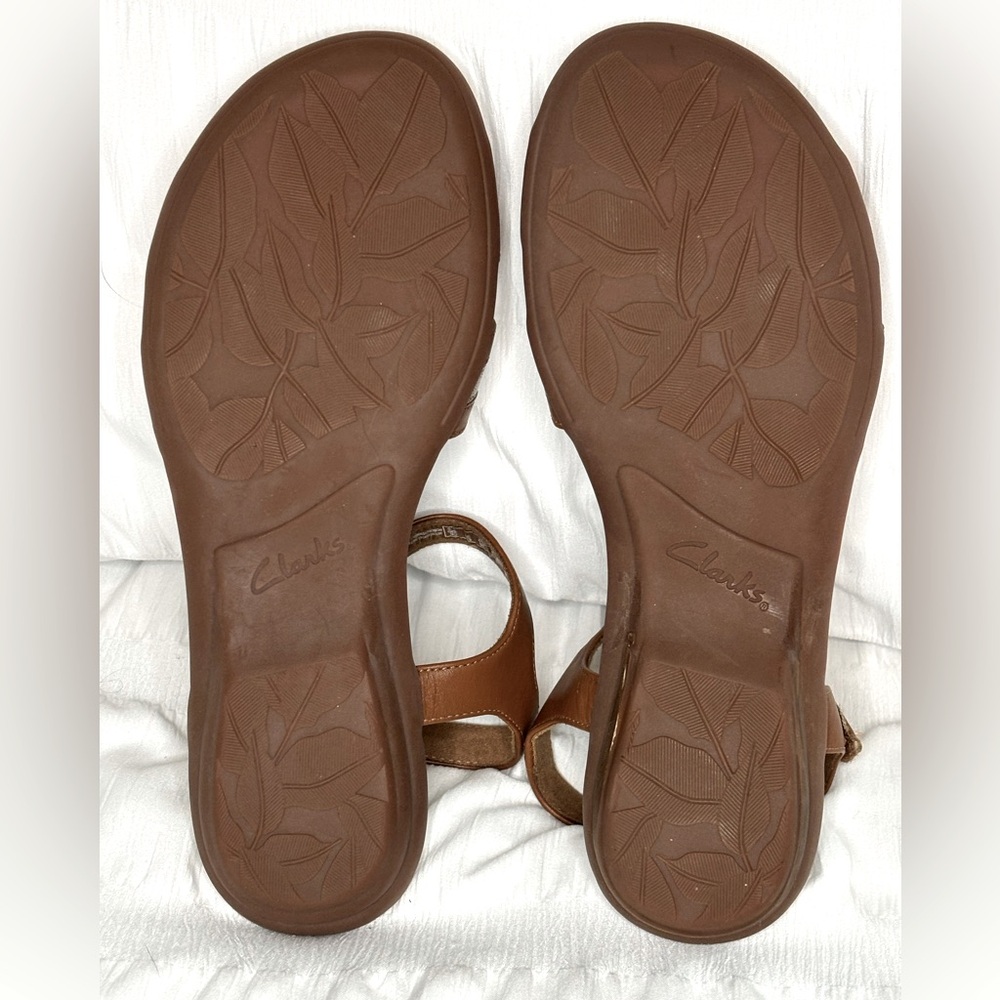 Women's Clarks Ada Mist Tan Metallic Combi Leather Sandal -size 6.5 - Picture 8 of 11